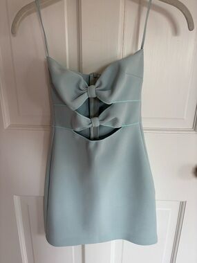bec + bridge Pale Blue Double-Bow Mini Dress